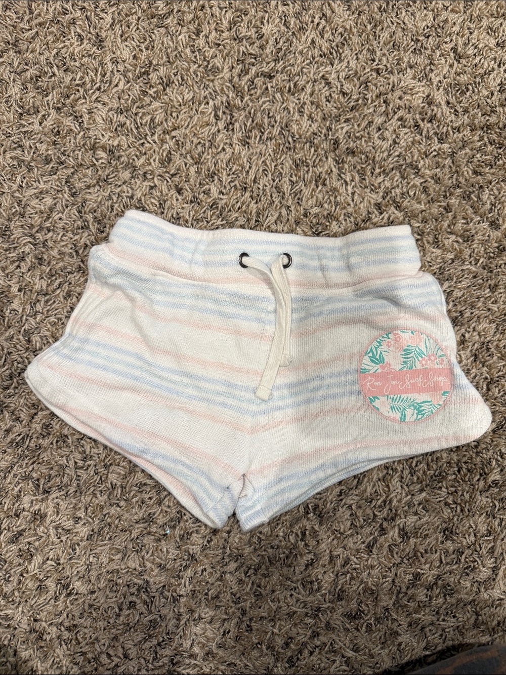 Ron Jon Pastel Stripe Girls Shorts - White, Light Blue, Pink